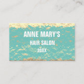 Golden Blauwgroen blauw haarsalon Glittery Pattern Visitekaartje (Voorkant)
