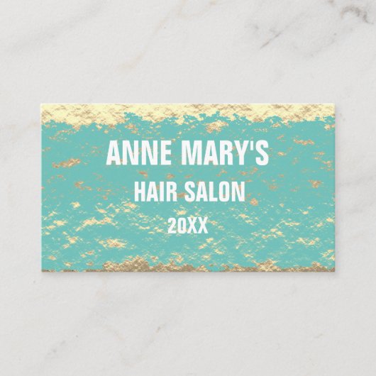 Golden Blauwgroen blauw haarsalon Glittery Pattern Visitekaartje (Voorkant)