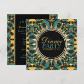 Golden Blauwgroen New age Bohemian Dinner Party no Kaart (Voorkant / Achterkant)