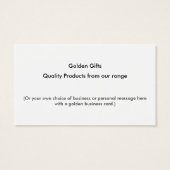 Golden Bling. Visitekaartje (Achterkant)