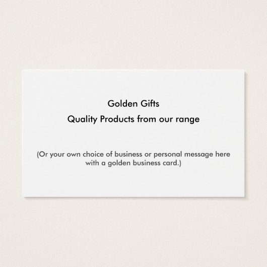 Golden Bling. Visitekaartje (Achterkant)