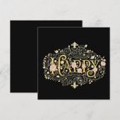 Golden Bliss: Elegant Floral Happy Kaart (Voorkant / Achterkant)