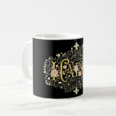 Golden Bliss: Elegant Floral Happy Koffiemok (Voorkant links)