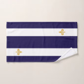 Golden bloem op marineblauw en witte streep bad handdoek (Handdoek)