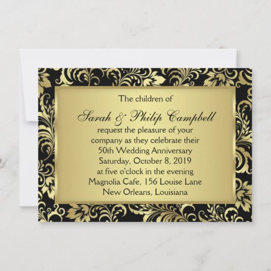 Golden bloemen 50th Wedding Jubileum Uitnodiging (Achterkant)