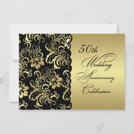 Golden bloemen 50th Wedding Jubileum Uitnodiging (Voorkant)