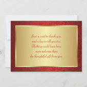 Golden bloemen op rood kleed Dank je Bedankkaart (Achterkant)