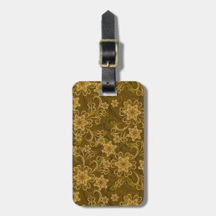 Golden bloempatroon bagagelabel