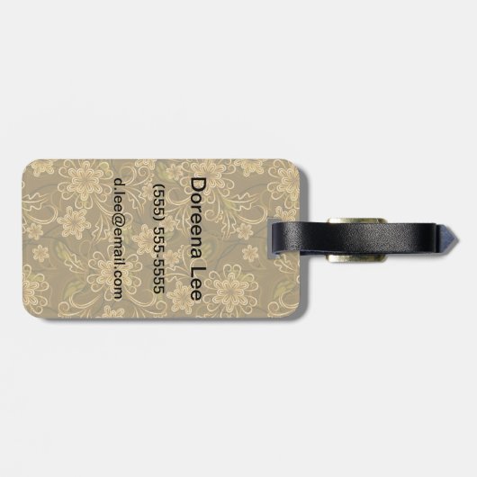 Golden  bloempatroon bagagelabel (Achterkant horizontaal)