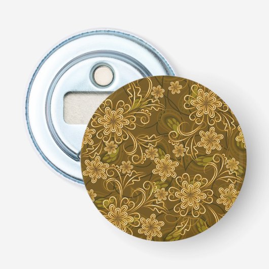 Golden  bloempatroon button flesopener (Voorkant)