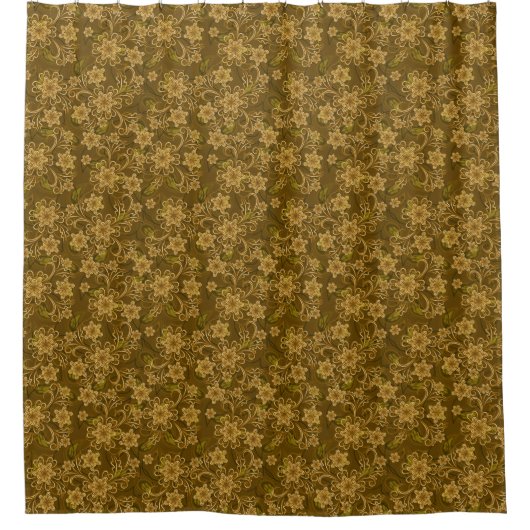 Golden  bloempatroon douchegordijn (Voorkant)