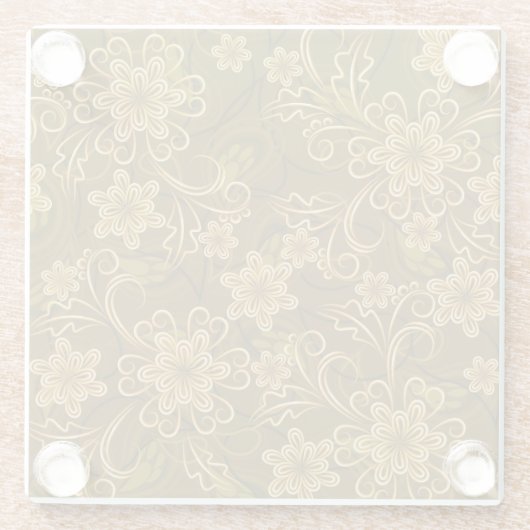 Golden  bloempatroon glazen onderzetter (Achterkant)