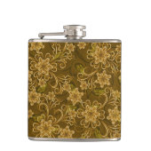 Golden  bloempatroon heupfles (Voorkant)