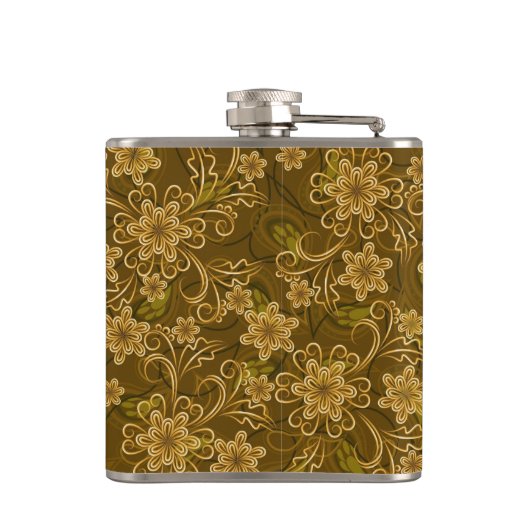 Golden  bloempatroon heupfles (Achterkant)