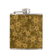 Golden  bloempatroon heupfles (Voorkant)