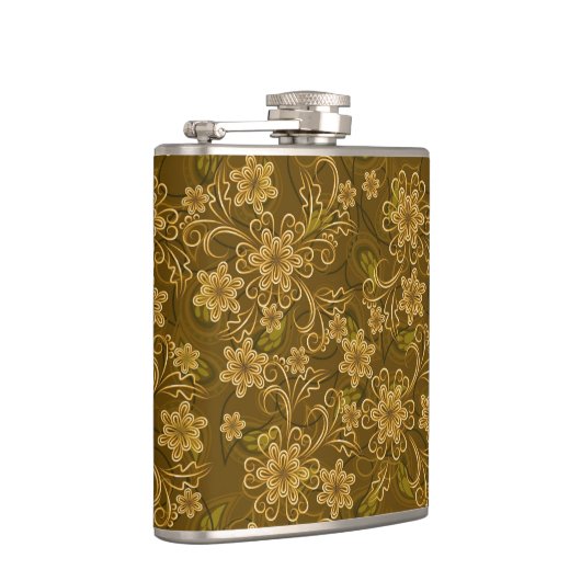 Golden  bloempatroon heupfles (Rechts)