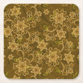Golden  bloempatroon kartonnen onderzetters (Voorkant)
