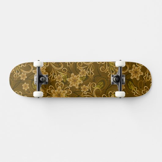 Golden  bloempatroon persoonlijk skateboard (Horizontaal)