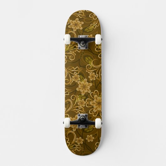 Golden  bloempatroon persoonlijk skateboard (Voorkant)