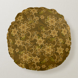 Golden  bloempatroon rond kussen
