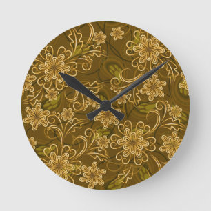 Golden bloempatroon ronde klok