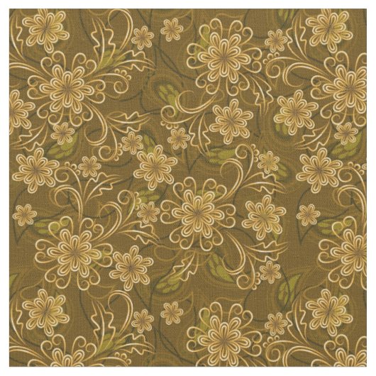 Golden bloempatroon stof (Close Up)