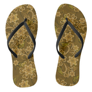 Golden bloempatroon teenslippers