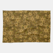 Golden  bloempatroon theedoek (Horizontaal)