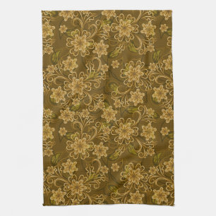 Golden  bloempatroon theedoek