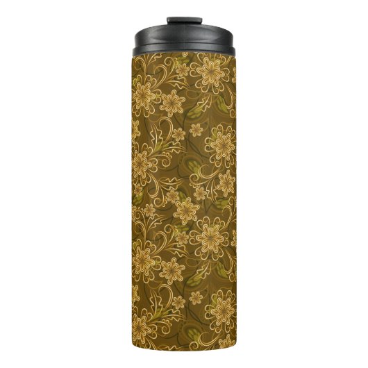Golden  bloempatroon thermosbeker (Voorkant)