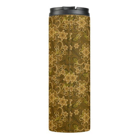 Golden  bloempatroon thermosbeker (Achterkant)