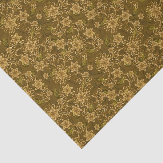 Golden  bloempatroon tissuepapier (Detail)