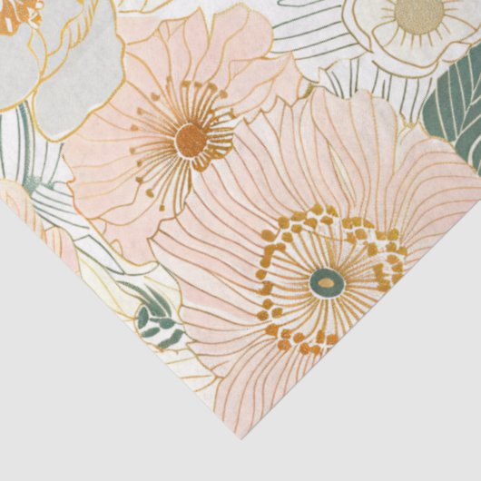 Golden Bloom Bloemen Decoupage Tissuepapier (Detail)