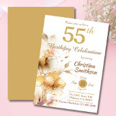 Golden Bloom - bloemig elegant modern 55e verjaard Kaart