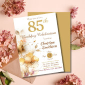 Golden Bloom - bloemig elegant modern 85e verjaard Kaart