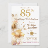 Golden Bloom - bloemig elegant modern 85e verjaard Kaart (Voorkant)