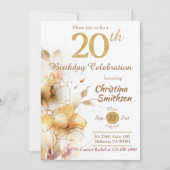 Golden Bloom - bloemige elegante moderne 20e verja Kaart (Voorkant)