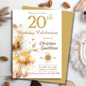 Golden Bloom - bloemige elegante moderne 20e verja Kaart