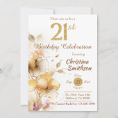 Golden Bloom - bloemige elegante moderne 21e verja Kaart (Voorkant)