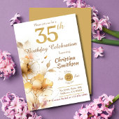 Golden Bloom - bloemige elegante moderne 35e verja Kaart