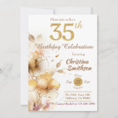 Golden Bloom - bloemige elegante moderne 35e verja Kaart (Voorkant)