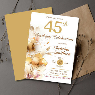 Golden Bloom - bloemige elegante moderne 45e verja Kaart