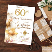 Golden Bloom - bloemige elegante moderne 60e verja Kaart