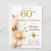 Golden Bloom - bloemige elegante moderne 60e verja Kaart (Voorkant)