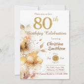 Golden Bloom - bloemige elegante moderne 80e verja Kaart (Voorkant)