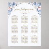 Golden Bloom: Blue & White Floral Wedding  Poster (Voorkant)