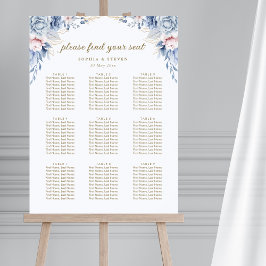 Golden Bloom: Blue & White Floral Wedding  Poster