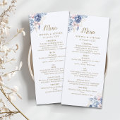 Golden Bloom: Blue & White Floral Wedding Programmakaart