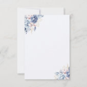 Golden Bloom: Blue & White Floral Wedding RSVP Kaartje (Achterkant)