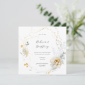 Golden Bloom Delicate Floral Calligraphy Square Save The Date (Staand voorkant)